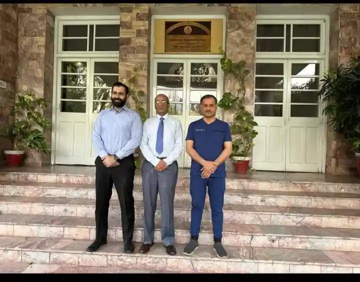 Prof. Dr. Muhammad Irshad Malik with his team after performing the first bilateral cochlear implant surgery at Sir Ganga Ram Hospital, FJMU